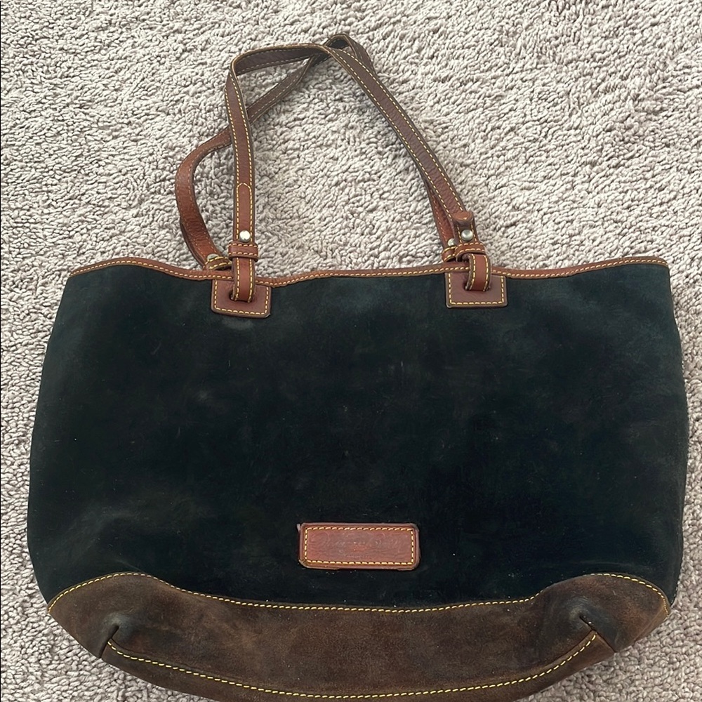 Dooney & Bourke Black and Brown Leather Totes with Structured Design